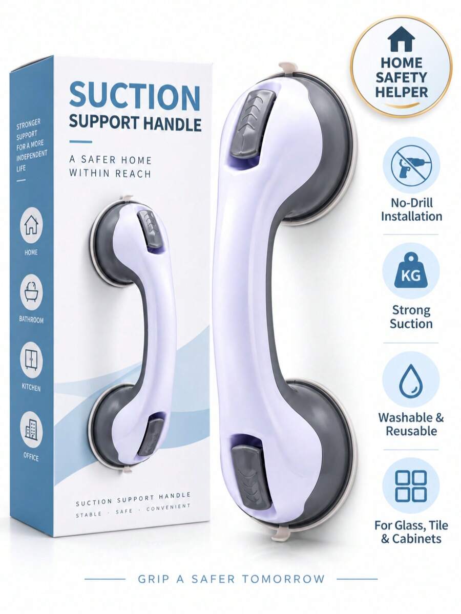 1PC Bathroom Grab Bar Anti-Slip Suction Cup Handle For Bathtub, Glass Door, Window, Children, Elderly, Modern Minimalist