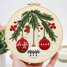 Embroidery Set, 20x20cm/7.9x7.9 Inches, Christmas Castle, 2D Flat Printing Handmade DIY Beginner Embroidery Set, Including Embroidery Cloth,Instruction Manual,Embroidery Frame And Needle And Thread, Handmade Artwork As A Gift For Friends Or Famil - 20x20cm/7.9x7.9 In - View 15