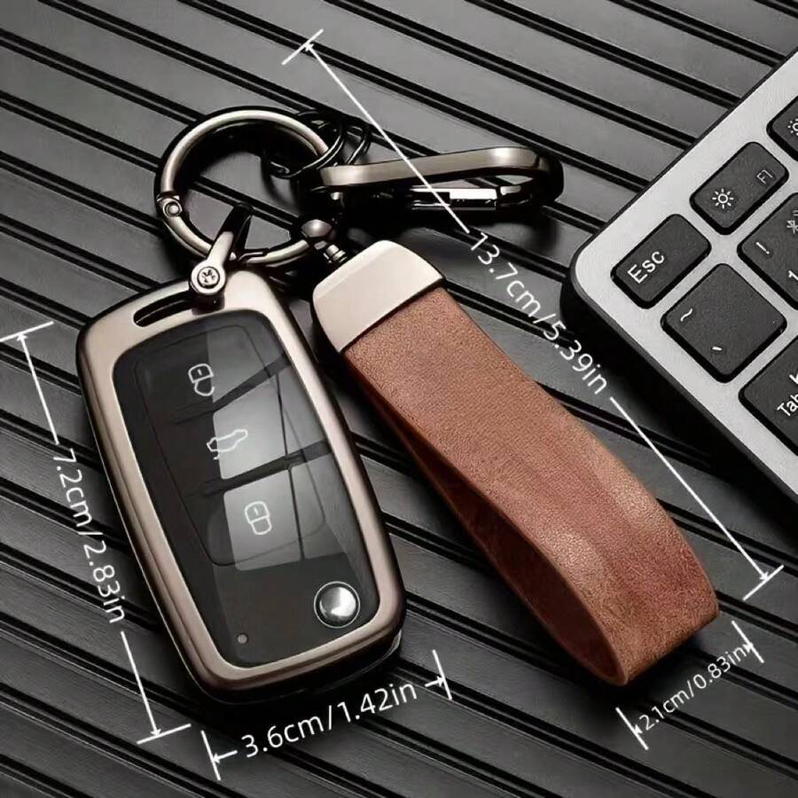 1 Car Key Case Suitable For : Fashionable, Minimalist, Premium Zinc Alloy Key Cover. Suitable For Passat B5, B6, B8, B7; Sagitar - one-size - View 1