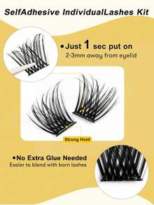 40 Clusters DIY Self-Adhesive Eyelash Extension Kit D Curl Single Lashes, Suitable For Beginners, Reusable - Perfect For Daily Wear, Parties, Travel And Gifts - View 7