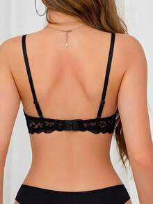 3PCS Women's Deep V Underwire Bra Lace Trim Push Up Lingerie Comfortable Breathable Daily Back Closure Bralette Adjustable Straps - Multicolor - View 3