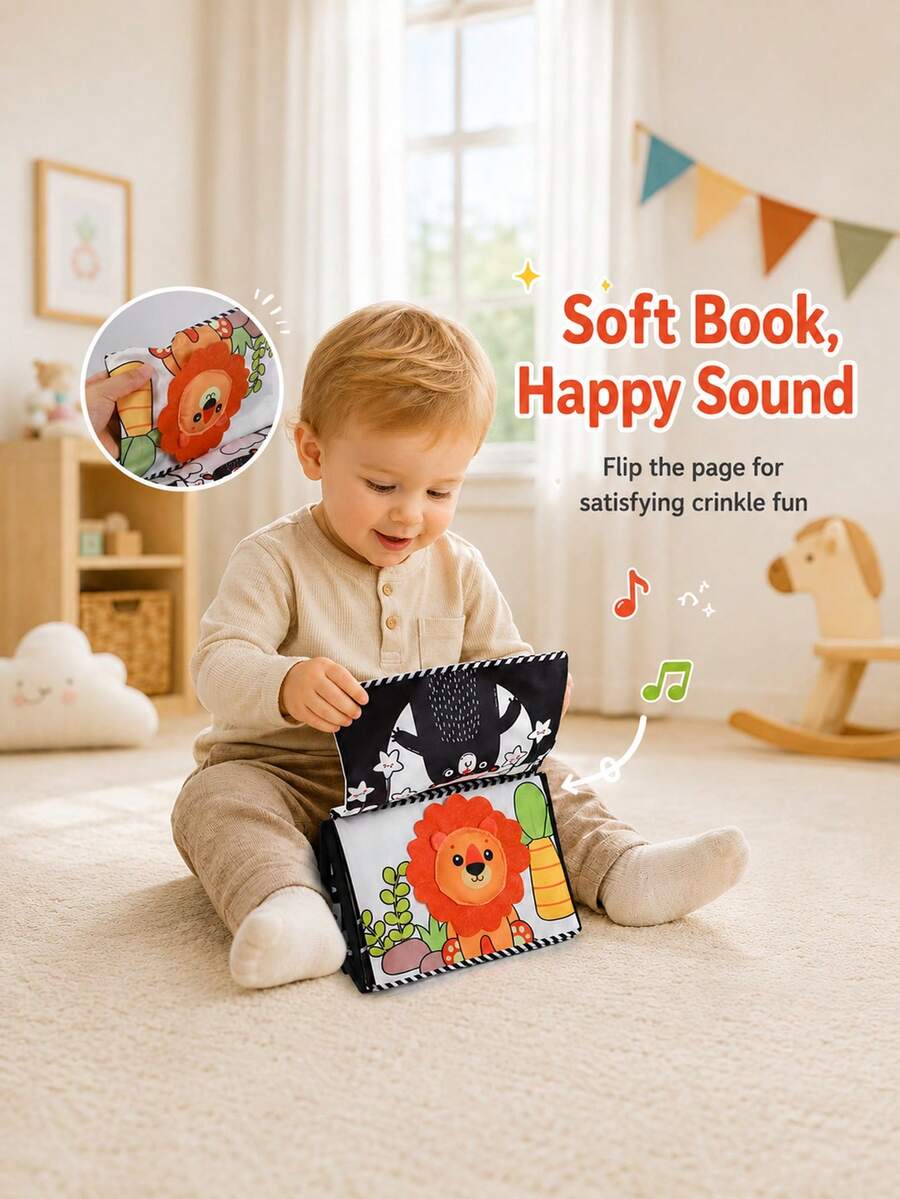 Newborn Visual Stimulation Mirror Cloth Book, Triangle Stand Design, Stable Placement, Soft Mirror Guides Baby Self-Discovery, Multiple Series Theme Patterns Available, High Contrast Patterns Train Visual Tracking, Washable Fabric, Soft Without Hard Edges, Early Sensory Education Toy Cloth Book For Young Babies, Christmas Halloween Gift