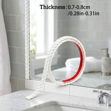 White Twisted Rope Decorative Wall Sticker, Self-Adhesive Flexible Decorative Line, Soft Wear-Resistant 3D Peel And Stick Wall Edge Trim, Suitable For Ceiling, Baseboard, Mirror Frame, Door, Bedroom, Living Room Home Renovation - Multicolor - View 11