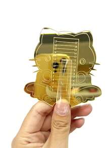 2026 New Gold Acrylic Mirror Cat-Shaped Nail Trimming Ruler, DIY Nail Trimming For Consistent Length - Multicolor - View 5