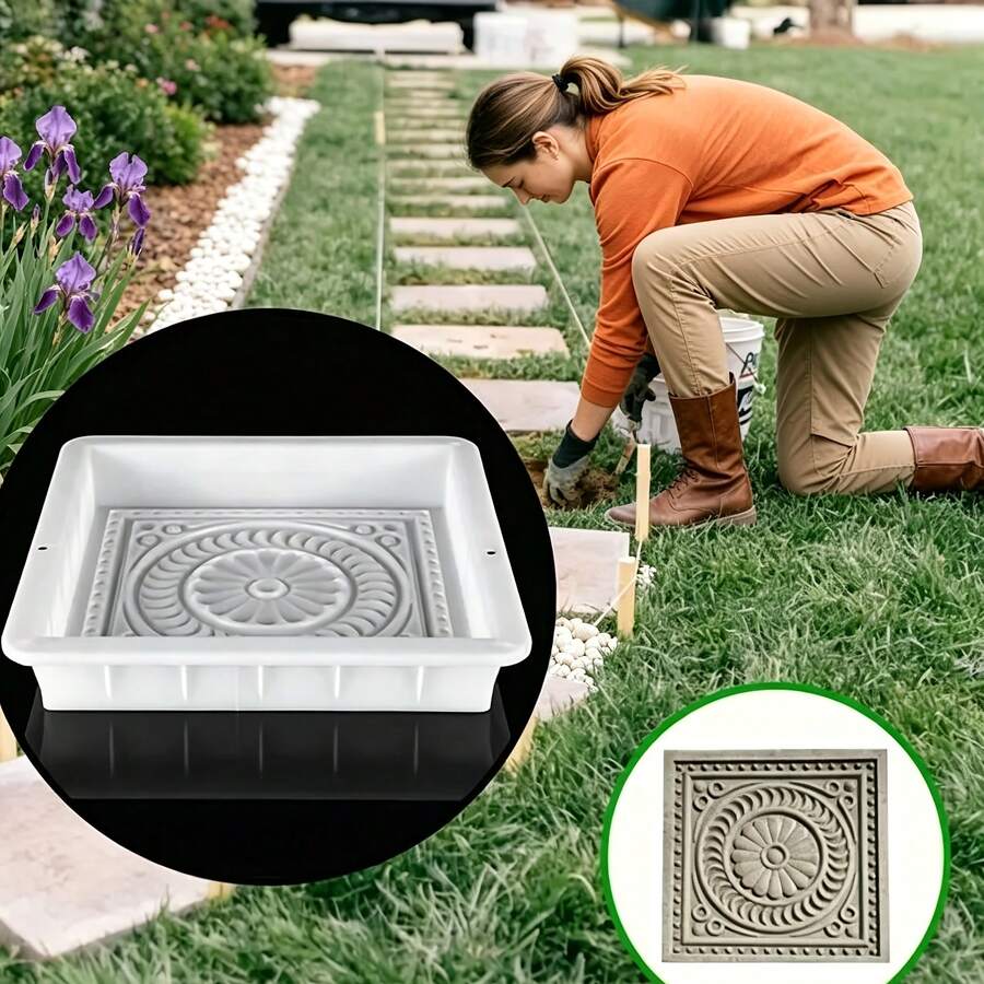 1pc Square Paving Mold, Garden Landscape Brick Pedal Making Tool, DIY Easy To Fall Off Courtyard Trail Construction Mold - Multicolor - View 1