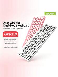 Wireless Bluetooth Keyboard Dual-Mode Silent Office External Laptop Keyboard Rechargeable Universal For Phone And Tablet OKR219 Keyboard - View 1