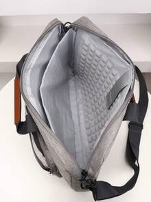 Minimalist Business Laptop Bag With Air Cushion, Large Capacity, Multi-Compartment Commuter Briefcase, Handheld, One Shoulder, Crossbody Bag - Grey - View 6