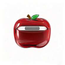 Realistic Transparent Red & Green Apple Design Protective Case Compatible With Apple Pro3/4th Gen/Pro2 Bluetooth Earphones, Cute Cartoon Creative - Transparent Red Apple - View 2