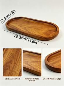 Asymmetrical Wavy Edge Solid Wood Serving Tray, Long Wooden Sushi, Dumpling, Appetizer Platter, Multi-Functional Decorative Food Display Plate, Wavy Edge Japanese Cuisine Wooden Platter, Dumpling Snack Display Wooden Tray - View 9