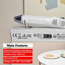 1 New High-End Handheld Mini Hot Air Blower, Heat Shrink Film Shaping Tool, Rubber Seal DIY Handmade Clay Heating Hair Dryer, Overheating And High Temperature Power-Off Protection Function - View 10