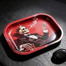 Cabin puff 1pc Gothic Dark Style Crown Skull Gentleman Rolling Tray, Excellent Rolling Tool, Ideal Holiday Gift - Print - View 5