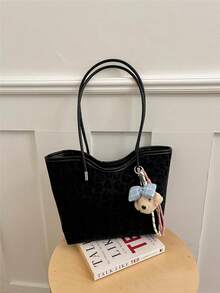 Versatile Large Capacity Leopard Print 2026 Autumn New Minimalist Fashion Design Shoulder Handheld Tote Bag For Women - Black - View 5