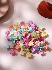 10/30/50/100pcs 1cm Pastel Star Hair Clips Mini Hair Claws For Women Braiding Hair Decoration Small Hair Fixing Clips Cute Vibrant Versatile Hair Accessories (Random Color) - Multicolor - View 4