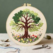 Embroidery Set, 20x20cm/7.9x7.9 Inches, Colourful Tree, 2D Flat Printing Handmade DIY Beginner Embroidery Set, Including Embroidery Cloth,Instruction Manual,Embroidery Frame And Needle And Thread, Handmade Artwork As A Gift For Friends Or Famil - 20x20cm/7.9x7.9 In - View 14