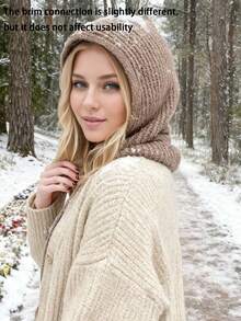 Knitted Balaclava Drawstring Face Mask Winter Warm Hood - A - View 13