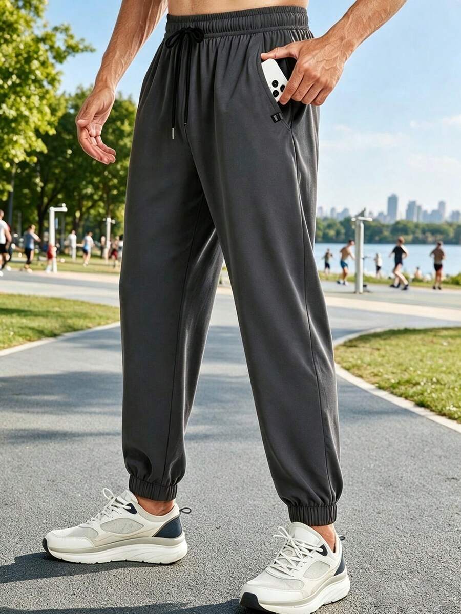 Men's Sports Pants, Lightweight Style, Suitable For Gym And Outdoor Casual Wear, Ideal Choice For Running, Basketball And Fitness - Dark Grey - View 1