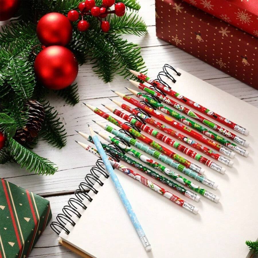 HB Pencils, Customized Pencil Body With Different Patterns, Student And Children Gift, Cartoon Cute Highly Attractive, Wooden Stationery Pencil, Student School Supplies Gift - Christmas Pencil - View 1