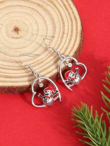 1 Pair Christmas Design Sweet Cute Hollow Red Christmas Hat, Snowman, Snowflake Women's Earrings - Multicolor - View 3