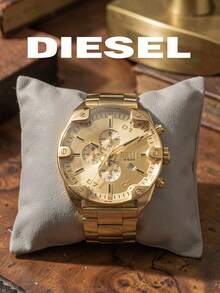 Diesel DZ4608 Men's Chronograph Watch|48MM Gold‑Tone Case,Gold Dial,Metal Bracelet,Date Window,5BAR Water‑Resistant Fashion Wristwatch - Gold - View 1