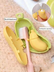 1PC Cute Banana Shaped Toothbrush Holder And Travel Case, Mini Portable 2-In-1 Toothbrush Protection Storage Set, Built-In Silicone Toothpaste Capsule Storage Box, With Hanging Rope, Can Be Hung For Storage, Easy To Drain, Portable Toiletries For Business Travel, Hotel, Student Dorm, Essential Banana Toothbrush Protection Cover For Travel, Easy To Store And Carry, Suitable For Students, Couples, Children, Families, Multiple Colors, Easy To Distinguish - Multicolor - View 2