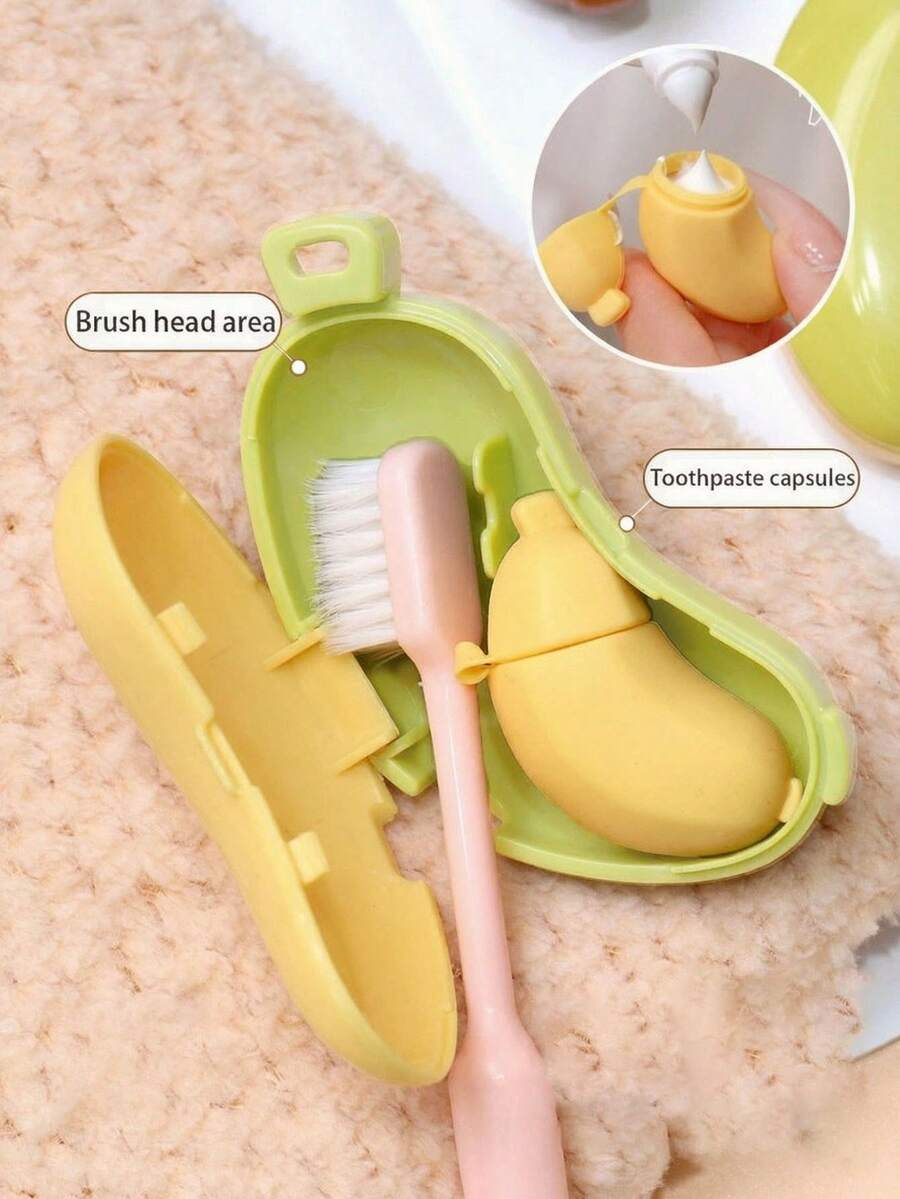 1PC Cute Banana Shaped Toothbrush Holder And Travel Case, Mini Portable 2-In-1 Toothbrush Protection Storage Set, Built-In Silicone Toothpaste Capsule Storage Box, With Hanging Rope, Can Be Hung For Storage, Easy To Drain, Portable Toiletries For Business Travel, Hotel, Student Dorm, Essential Banana Toothbrush Protection Cover For Travel, Easy To Store And Carry, Suitable For Students, Couples, Children, Families, Multiple Colors, Easy To Distinguish