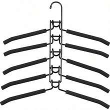 1pc Space-Saving 6-Tier Clothes Rack, Non-Slip Foam Padded Black Metal Multi-Layer Wardrobe Organizer, Suitable For Sweaters, T-Shirts, Shirts, Pants And Tops, Unisex Closet Organizer, Suitable For Bedroom, Dorm, Apartment, Small Closet Organization - View 12