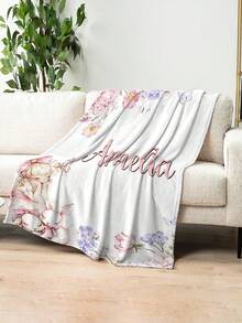 1pc Customized Name Blanket, Suitable For Bed, Living Room Sofa, Outdoor Beach Camping Pets, Personalized Home/Pet/Couple Bed Blanket, Personalized Christmas Gift, Home Gift, Birthday Gift, Gift For Friends, Gift For Her, Gift For Son/Daughter - Style 1 - View 2