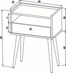 Juego de Buros Viena Estilo Minimalista, Mesita de Noche con Cajón y Espacio Abierto de Almacenamiento para Recámara y Sala, Mueble de Melamina Texturizada, Herrajes de Acero, Diseño Resistente Color Roble, Fácil Armado - Caqui - Ver 4