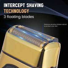 Hatteker 1pc Reciprocating Electric Shaver Men 2-In-1 Razor & Hair Clipper Set, Multi-Speed Adjustable With Base - Multicolor - View 5