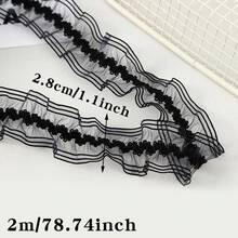 10m/5m/2m Cinta de encaje de poliéster con cola de pez de 2.8cm, cinta de adorno para costura de ropa, accesorios de costura - Elástico con ribete de seda de pescado - Ver 9
