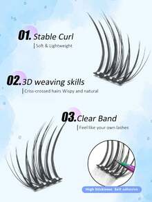 100pcs C-Curl Glue-Free False Eyelashes, Glue-Free Design, Press-In Self-Adhesive Eyelashes, Reusable, Durable, Natural Look, Suitable For All Occasions, False Eyelashes, Glue-Free Eyelashes - C - View 3