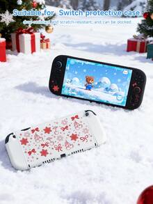Ayotu 1pc Christmas Snowflake & Cherry & Bow Theme Protective Case, Compatible With Switch, Compatible With New Switch2(2025)/Switch NS/Switch OLED, Can Be Installed On Dock Without Removing Protective Case, Universal Game Controller Protective Cover, Switch Game Accessories, Anti-Drop, Anti-Slip, Anti-Scratch, Fashionable And Beautiful, Suitable For Christmas/Back To School/Winter/Easter/Birthday Gifts And Other Occasions. - View 7