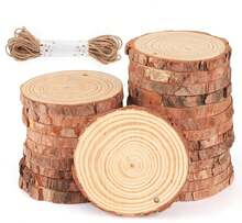 30-Piece Round Wood Slices 8–9 Cm, Small Wood Discs With Jute Twine For Crafting, Wedding Decoration, And Labeling - 30pcs - View 2