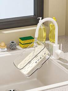 1pc Clear Kitchen Sink Caddy Organizer With Removable Drain Tray, Countertop Sponge & Dish Brush Holder, Dish Soap Storage Rack, Compact Easy-Clean Sink Organizer For Kitchen & Bathroom - Multicolor - View 5