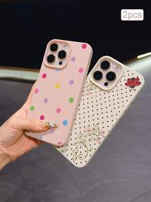 2 buah Casing Pelindung TPU Motif Polka Dot Tahan Guncangan Perlindungan Penuh yang Presisi, Kompatibel dengan Apple 11/12/13/14/15/16/16Pro/16ProMax/17/17pro/17ProMax/18pro 18ProMax - MultiWarna - View 5