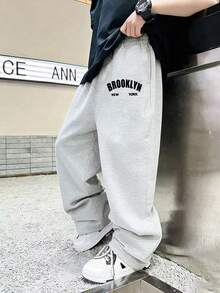 Tween Boy Casual Sweatpants, Soft Skin-Friendly, Durable Versatile Kids Sports Long Pants - Light Grey - View 2