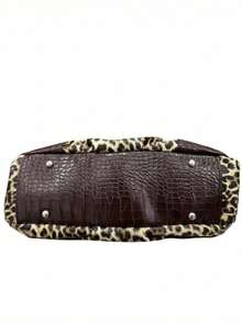 Women's Leopard Print Vegan Leather Hobo Bag, Y2K Western Buckle Decor Top Handle Shoulder Tote Bag - Brown - View 7