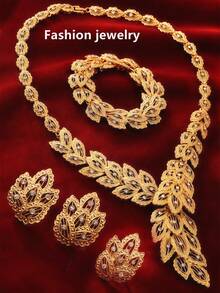 Halloween Necklace Jewelry For Women Luxury Elegant Multi-Layered Long Necklace Bracelet Jewelry Set Friendly Material Daily Wear Festive Celebrations - Gold - View 12