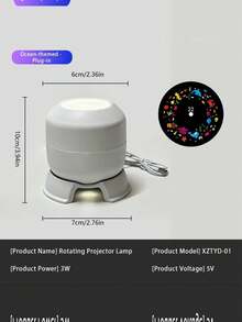 Đèn chiếu LED xoay động, đèn chiếu đêm, đèn chiếu đại dương xoay 360 độ, quà tặng sinh nhật Giáng sinh, đèn tạo không khí phòng ngủ tiệc gia đình - trắng - Xem 3