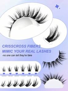 Segmented False Eyelashes With D-Curl Design, Specially Designed To Create "Cat Eye" Makeup Effect. These Single-Cluster Lashes Provide A Professional DIY Eyelash Extension Effect And Are Easy And Convenient To Wear, Allowing You To Easily Create A Charming Eye Makeup Look At Home. - D - View 5