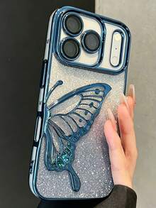 奢華閃亮蝴蝶手機殼，適用於 iPhone 18 Pro Max 18 Pro 17 Pro Max 17 Pro 17 16 Pro Max 16 Pro 16 15 Pro Max 15 Pro 15 14 Pro Max 14 Pro 14 13 Pro Max 13 Pro 13 12 Pro Max 12 Pro 12 11，復古後蓋保護殼 - 藍色 - 查看 2