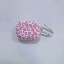 Pink Heart-Shaped Leopard Print Bluetooth Earphone Case 1pc Pink Leopard Print Protective Case Compatible With Apple Pro 2, Pro 3, 3, 2, 1, Full Coverage Anti-Drop Spring Gift - Pink - View 14