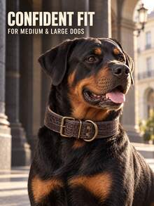 Pet Dog Wide Collar, Crocodile Embossed Wide Neck Collar, Bronze Metal Buckle And D-Ring Design, Adjustable For Medium And Large Dogs Daily Wear And Walking, Purple/Grey/Brown, L-3XL - Multicolor - View 8