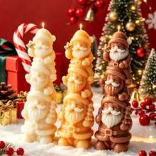 Christmas Stackable Santa Claus Silicone Mold For DIY Aromatherapy Candles, Plaster Figurines, Holiday Tabletop Decor And Handmade Crafts - Christmas Santa Claus Stacking Game - View 3