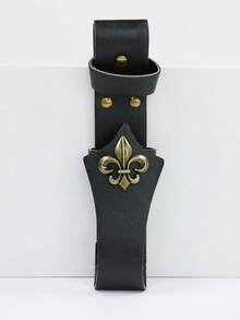 Vintage PU Leather Belt Fan Holster, Medieval Fleur-De-Lis Fan Storage Sleeve, Halloween LARP Renaissance Costume Prop - A - View 12