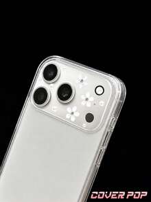 1pc Exquisite White Floral Pattern Phone Lens Protector, Compatible With Phone 17 Pro/17 Pro Max/18 Pro/18 Pro Max, Anti-Scratch Full Coverage Lens Protection, Sweet Healing Atmosphere Phone Accessory, Birthday Holiday Gift For Girls, Family And Friends - Clear - View 5