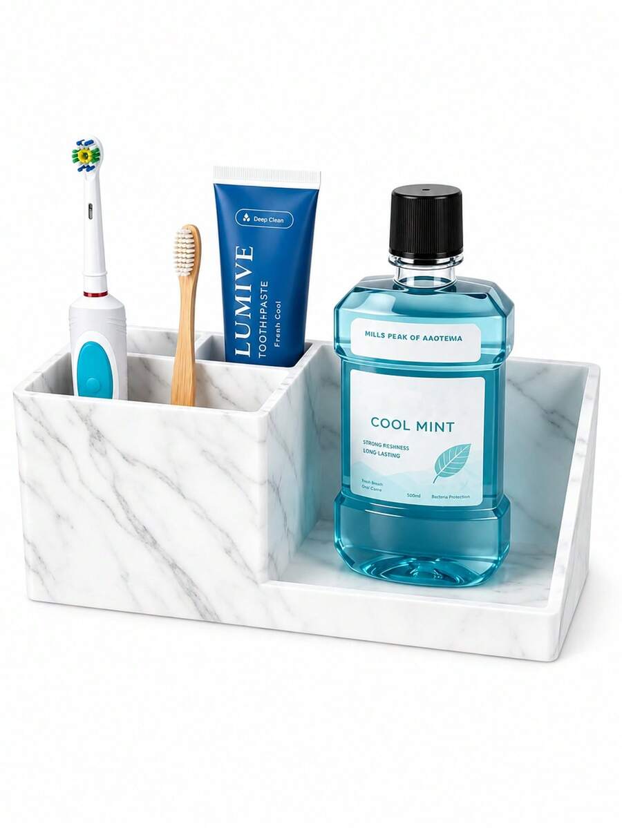 Bathroom Countertop Organizer, Silicone Bathroom Vanity Organizer, Toothbrush And Toothpaste Holder, Cosmetics Organizer-A Bathroom Essential. - Multicolor - View 1