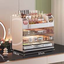 1pc Cosmetic Desktop Storage Box With Drawers, Premium Skincare, Mask, Lipstick Organizer, Large Capacity Cosmetics, Home Storage And Organization, Cosmetic Storage Box, Dressing Table Storage Box - Multicolor - View 10