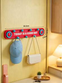 5/1pc Dopamine Style Plastic Rectangular Wall Mount Hook Rack With Colorful Round Bead&Letter Print Detail,Multi‑Hook Hanging Holder,Decorative Wall Hanger,Suitable For Daily Home Organization,Entryway,Bathroom, Bedroom, All‑Season Indoor Decor Use - Multicolor - View 14