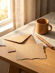 25/1 Set Self-Adhesive Blank Greeting Card Envelopes, Mini Envelopes With Blank Note Cards, Suitable For Business, Birthday Party, Holiday Party, Wedding Invitation Small Self-Adhesive Envelopes - Cowhide - View 5